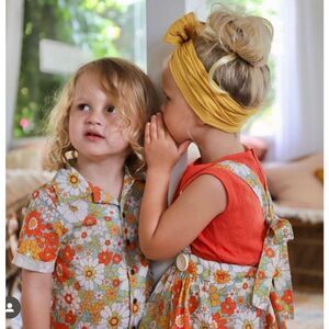 Lacey Lane girls 4 year  skirt suspenders floral retro summer pull on 100% cotto